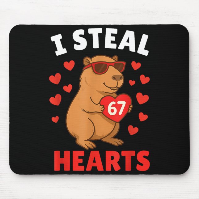 I Steal 67 Hearts Valentine’s Day 67 Meme 6 7 Capy Mouse Mat (Front)