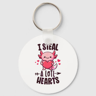 I Steal A Lotl Hearts Kawaii Axolotl Funny Valenti Key Ring