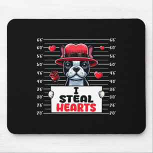 I Steal Cute Hearts Valentine's Day Boston Terrier Mouse Mat