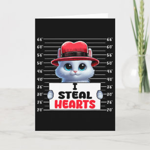 I Steal Cute Hearts Valentine's Day Cat Owner Fami Card