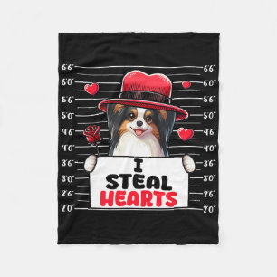 I Steal Cute Hearts Valentine's Day Papillon Dog O Fleece Blanket