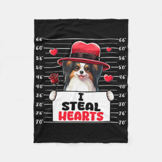 I Steal Cute Hearts Valentine's Day Papillon Dog O Fleece Blanket