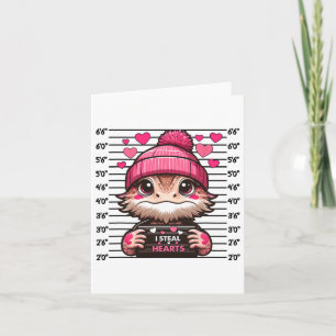 I Steal Heart Cute Bearded Dragon Mugshot Valentin Card