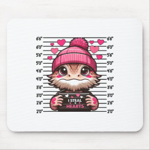 I Steal Heart Cute Bearded Dragon Mugshot Valentin Mouse Mat