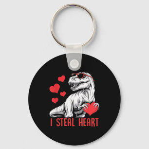 I Steal Heart T-rex Dinosaur Valentine Kids Boys Key Ring