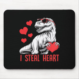 I Steal Heart T-rex Dinosaur Valentine Kids Boys  Mouse Mat