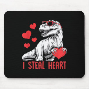 I Steal Heart T-rex Dinosaur Valentine Kids Boys Mouse Mat