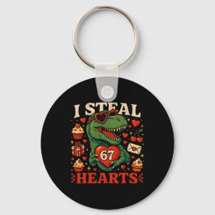 I Steal Hearts 67 Funny Valentine T-rex Dinosaur M Key Ring