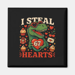 I Steal Hearts 67 Funny Valentine T-rex Dinosaur M Magnet