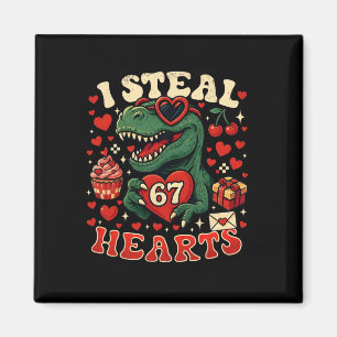 I Steal Hearts 67 Funny Valentine T-rex Dinosaur M Magnet
