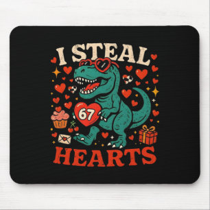 I Steal Hearts 67 Funny Valentine T-rex Dinosaur M Mouse Mat