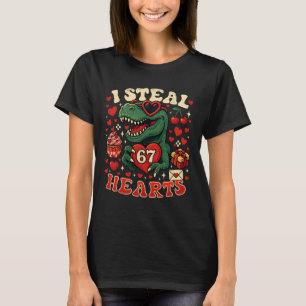 I Steal Hearts 67 Funny Valentine T-rex Dinosaur M T-Shirt