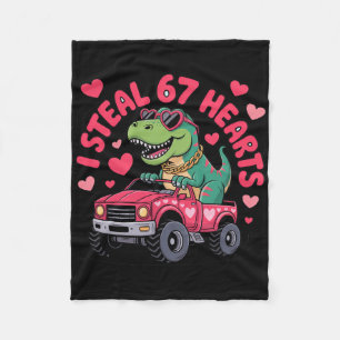 I Steal Hearts 67 T-rex Valentine’s Day Funny 6 7  Fleece Blanket