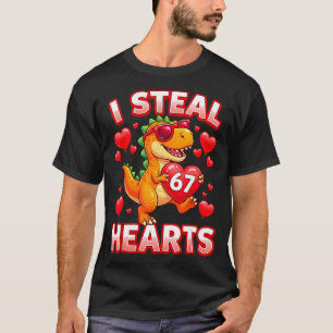 I Steal Hearts 67 Trex Kids Valentines Meme Six Se T-Shirt