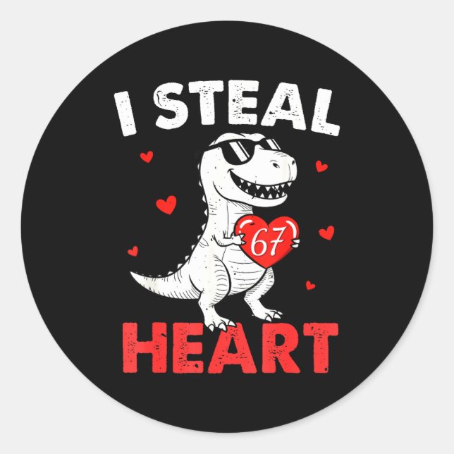 I Steal Hearts 67 Valentines For Boys Girls Kids W Classic Round Sticker (Front)