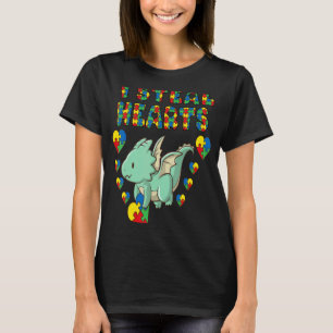 I Steal Hearts Autism Awareness Dragon Puzzle Piec T-Shirt