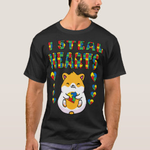 I Steal Hearts Autism Awareness Hamster Puzzle Pie T-Shirt