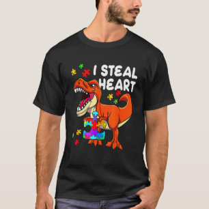 I Steal Hearts Awareness Rex Dinosaurs Boys Girls T-Shirt