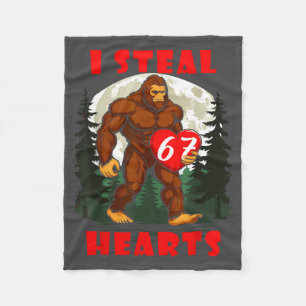 I Steal Hearts Bigfoot Funny Wild Animal Love 67 M Fleece Blanket
