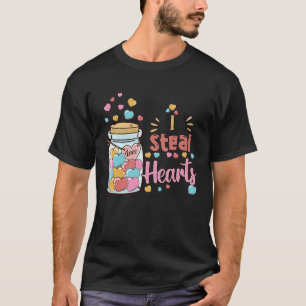 I Steal Hearts Candy Heart Box Valentines Day Girl T-Shirt