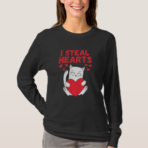 I Steal Hearts Cat Lovely Cute Baby Boy Valentines T-Shirt
