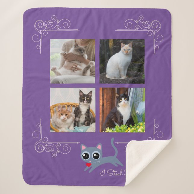 I Steal Hearts Custom Photo Sherpa Blanket (Front)