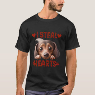 I Steal Hearts Dachshund Valentines Day wiener dog T-Shirt