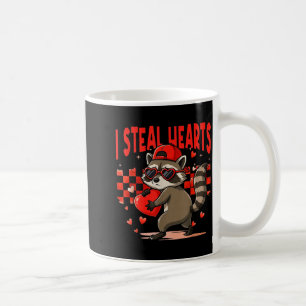 I Steal Hearts Design Raccoon Valentine Day Retro Coffee Mug
