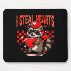 I Steal Hearts Design Raccoon Valentine Day Retro  Mouse Mat