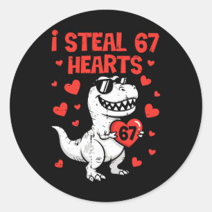 I Steal Hearts Dino Boys Dinosaur Valentines 67 To Classic Round Sticker