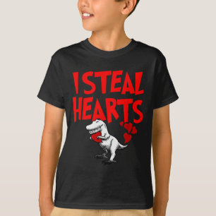 I Steal Hearts Dino T-rex Valentines Day Children  T-Shirt