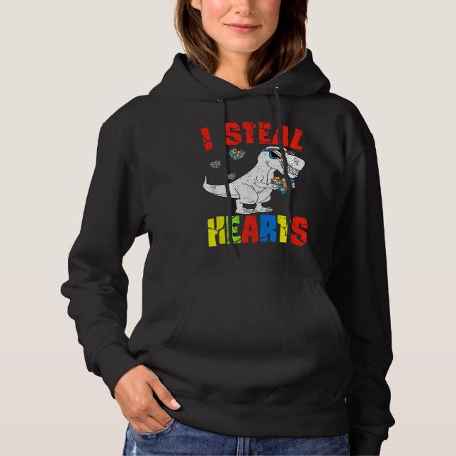 I Steal Hearts Dinosaur Autism Awareness Toddler B Hoodie (Front)