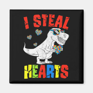 I Steal Hearts Dinosaur Autism Awareness Toddler B Magnet