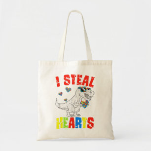 I Steal Hearts Dinosaur Autism Awareness Toddler B Tote Bag
