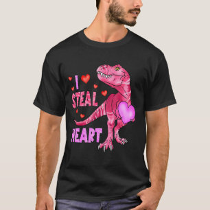 I Steal Hearts Dinosaur Kids Boys Valentine's Day T-Shirt
