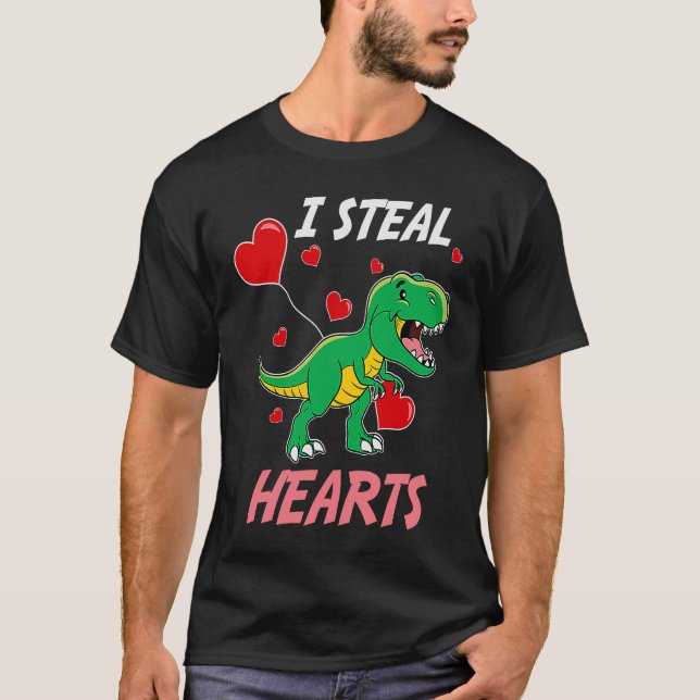 I Steal Hearts Dinosaur Kids Design Prehistoric Di T-Shirt (Front)