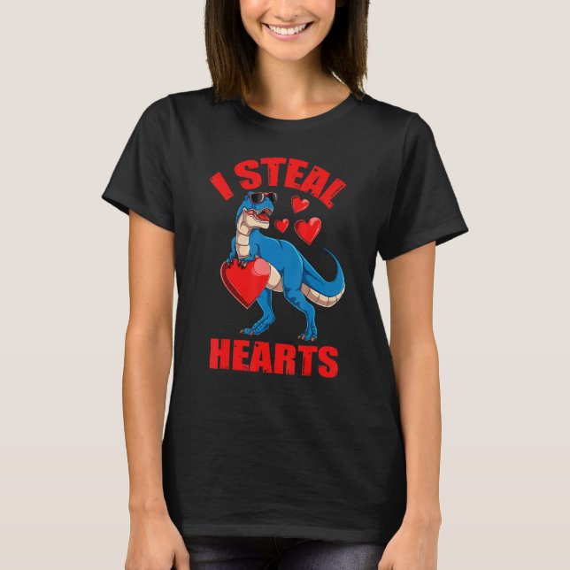 I Steal Hearts Dinosaur Toddler Kids Baby Boy Vale T-Shirt (Front)