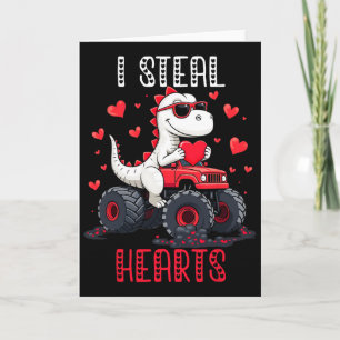 I Steal Hearts Dinosaur Truck Valentine Card