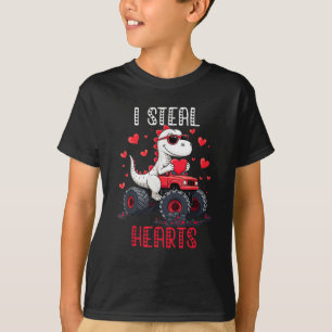 I Steal Hearts Dinosaur Truck Valentine's Day T-Shirt