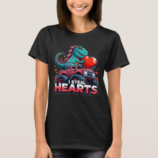 I Steal Hearts Dinosaur Valentine 2024 T-Shirt