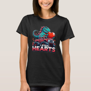 I Steal Hearts Dinosaur Valentine T-Shirt