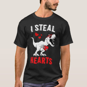 I Steal Hearts Dinosaur Valentines Day Boys Kids T-Shirt