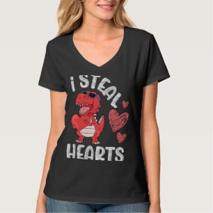 I Steal Hearts Dinosaur Valentines Day For Baby Bo T-Shirt