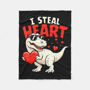 I Steal Hearts Dinosaur Valentines For Boys Girls  Fleece Blanket