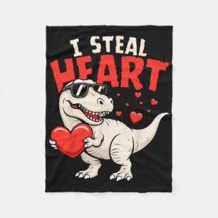 I Steal Hearts Dinosaur Valentines For Boys Girls  Fleece Blanket