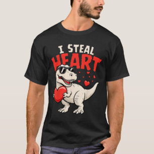 I Steal Hearts Dinosaur Valentines For Boys Girls  T-Shirt