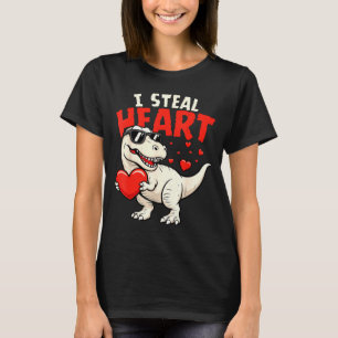 I Steal Hearts Dinosaur Valentines For Boys Girls T-Shirt