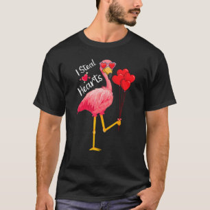 I Steal Hearts   Flamingo  Valentine's Day Quotes T-Shirt