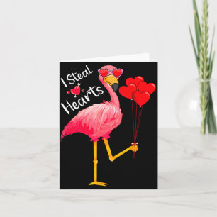 I Steal Hearts Funny Flamingo Lover Valentine's Da Card