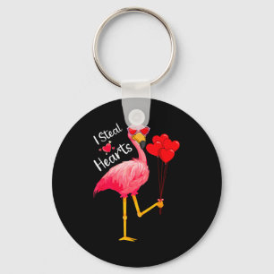 I Steal Hearts Funny Flamingo Lover Valentine's Da Key Ring
